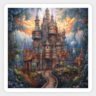 Magical Fairytale Castle in Enchanted Woods Sticker